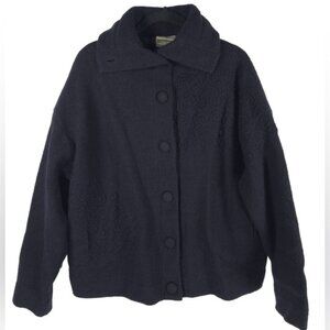 Carraig Donn IRELAND🇮🇪 100%‎ PURE NEW WOOL Button Up Coat Embroidered SMALL